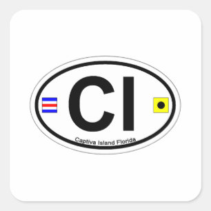 Captiva Island - Oval. Square Sticker