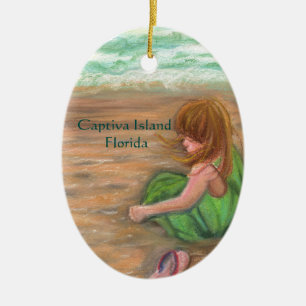 Captiva Island Princess Florida Art Ceramic Tree Decoration