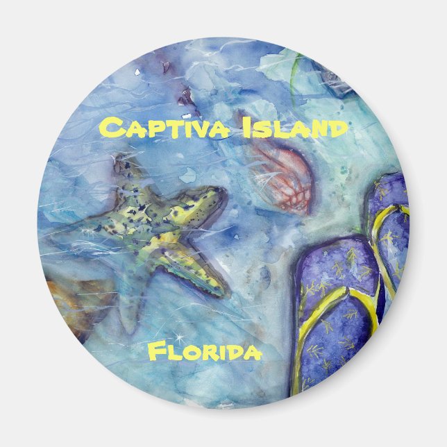 Captiva Island Watercolor Florida Art Magnet (Front)