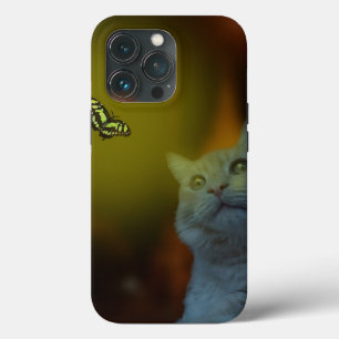 Captivated by Beauty: Cat Mesmerised by Butterfly iPhone 13 Pro Case
