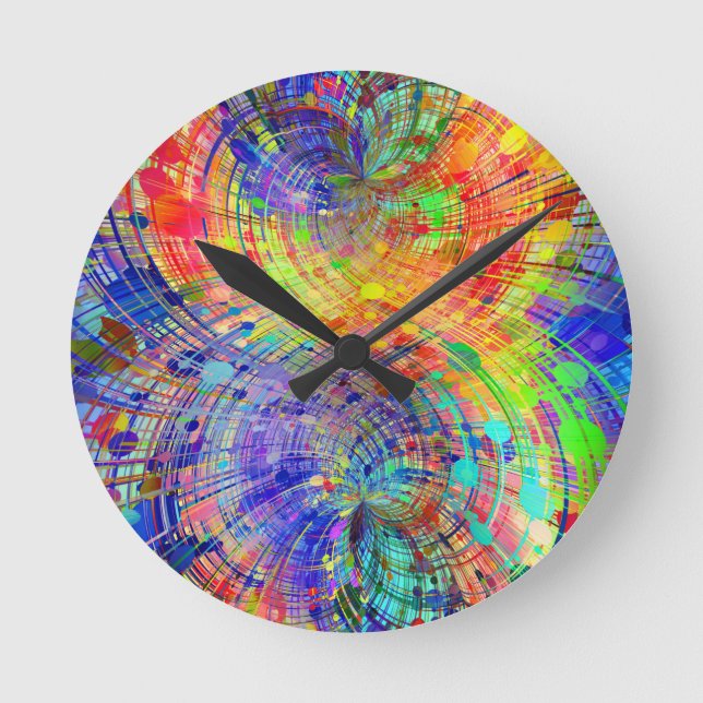 Captivateing Colorful Spirals Round Clock (Front)