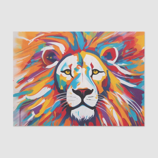 Captivating abstract beauty white lion tissue paper (Front)