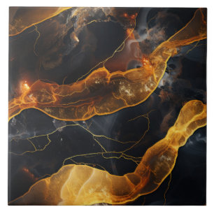 Captivating Abstract Golden Lines Tile