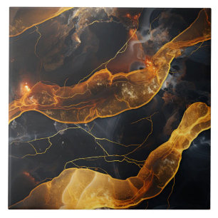 Captivating Abstract Golden Lines Tile