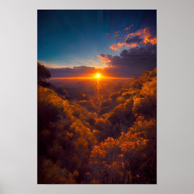 Captivating African Sunset in Golden Splendour Poster (Front)