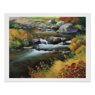 Captivating Anime-Style Oil Painting of Autumn  Poster