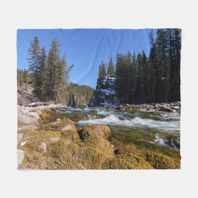 Captivating Beauty of the Athabasca River Fleece Blanket (Front (Horizontal))