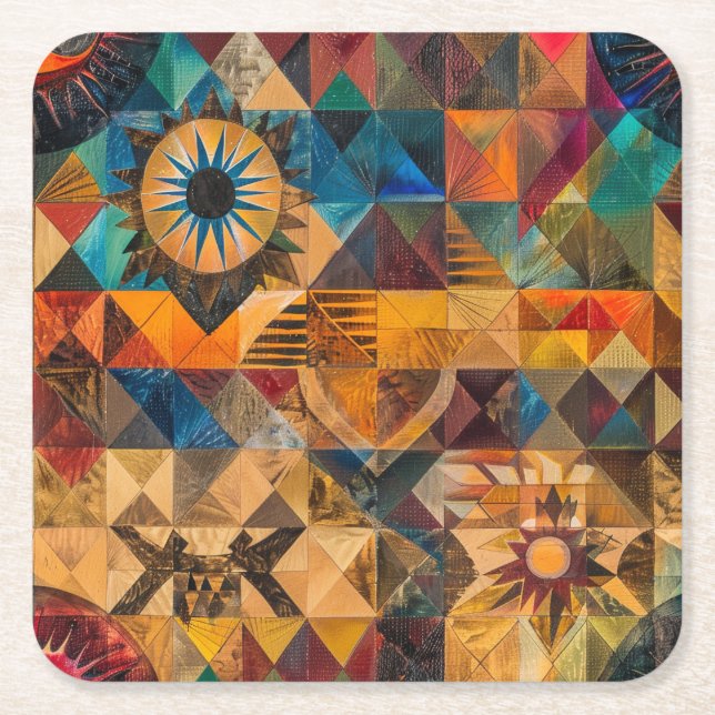 Captivating Blue "Inherited Artistry" Square Coast Paper Coaster (Front)