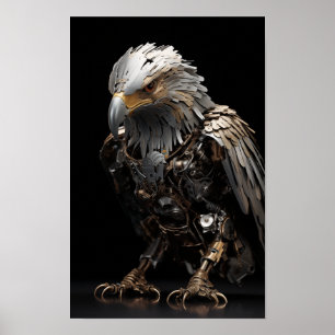 Captivating Eagle Model Made from Scrap Metal Poster