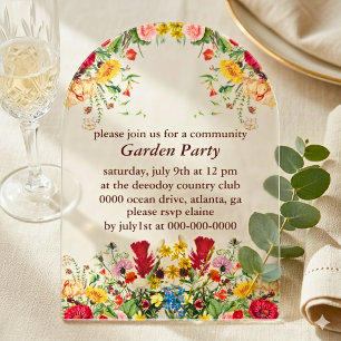 Captivating Floral Garden Party  Acrylic Invitations