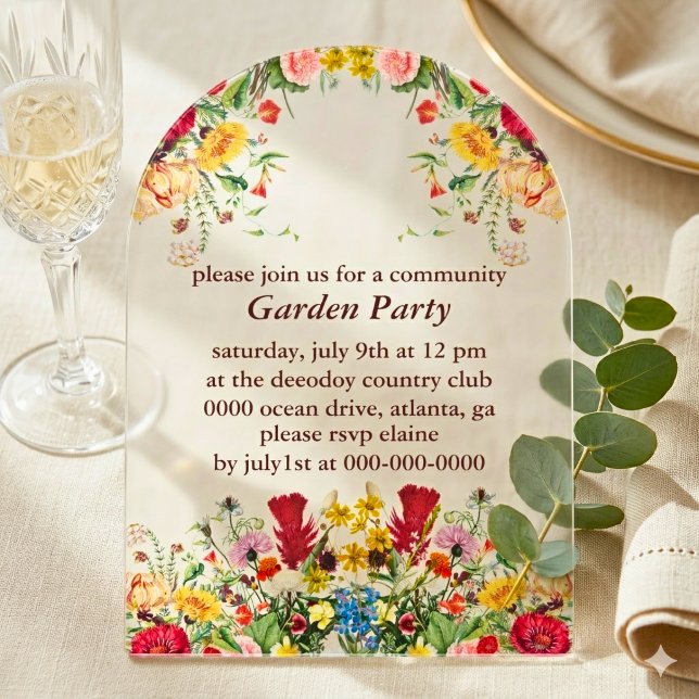 Captivating Floral Garden Party  Acrylic Invitations (Creator Uploaded)