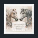 Captivating Horses Custom Wedding Magnet<br><div class="desc">For the couple who enjoys horses,  this special wedding magnet features two horses in decorative display. Pastel and elegant colours. Use the template to customise the text.</div>
