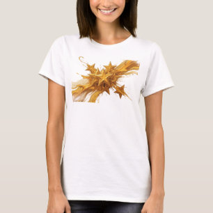 Captivating Orange Abstract Stars Graphic Design T-Shirt