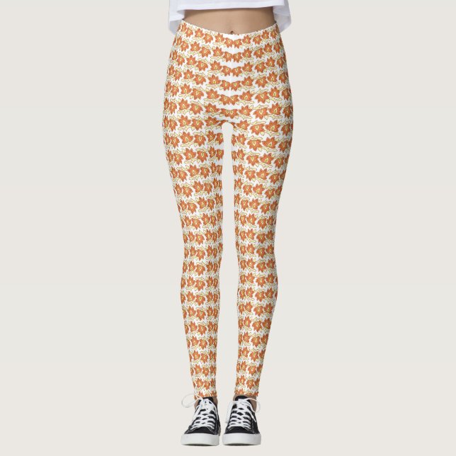 Captivating Orange and White Squares Background  Leggings (Front)