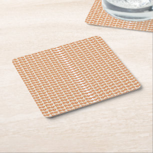 Captivating Orange and White Squares Background Square Paper Coaster