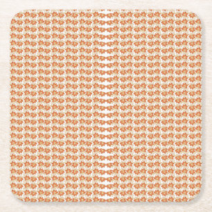 Captivating Orange and White Squares Background Square Paper Coaster