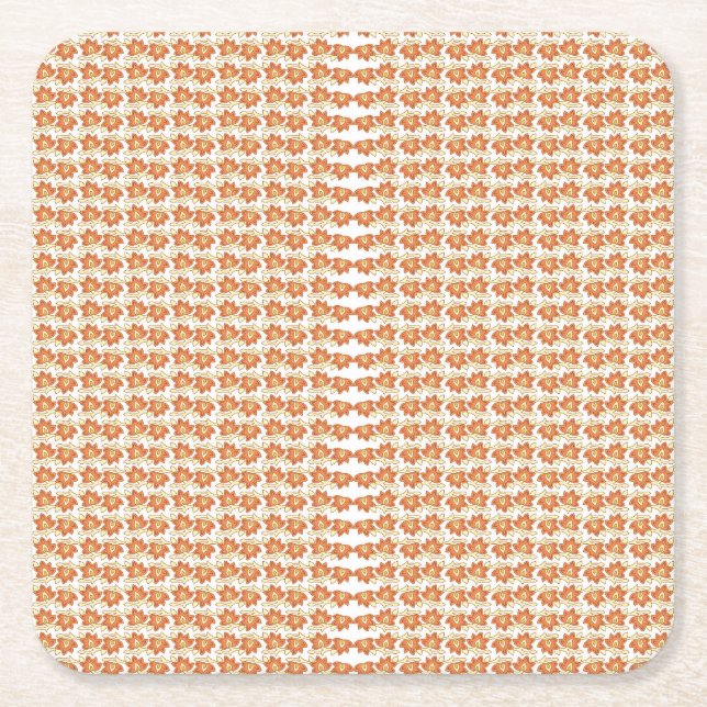 Captivating Orange and White Squares Background  Square Paper Coaster (Front)