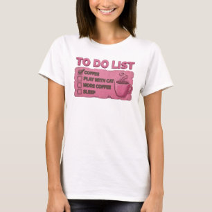 Captivating Pink COFFEE PLAY WITH CAT Trendy Tee