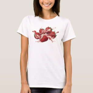 Captivating Red Abstract Strawberries Fashion Art T-Shirt