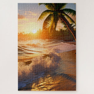 Captivating sunset on a tropical island jigsaw puzzle