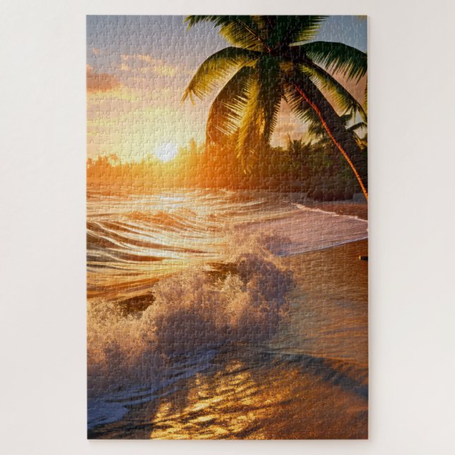 Captivating sunset on a tropical island jigsaw puzzle (Vertical)