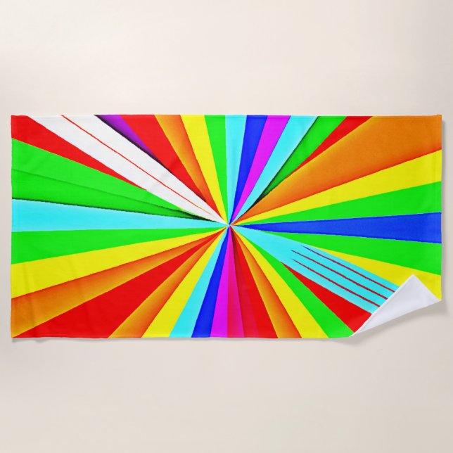 Captivating Vibrant Hues Colourful Pattern Beach Towel (Front)