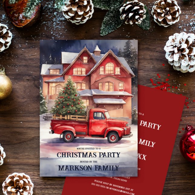 Captivating Vintage Christmas Scene Holiday Party Invitation (Creator Uploaded)