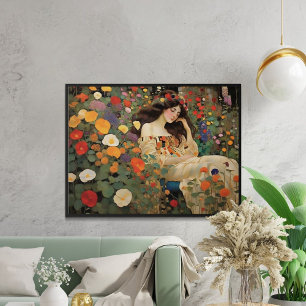 Captivating Vintage Cottage Landscape Impressionis Poster