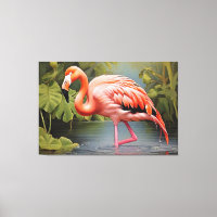 Captivating Vintage Flamingo AI-Art Painting 