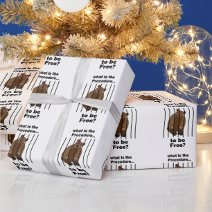 Captive Animal Bear Asking Freedom Animal Rescuer Wrapping Paper