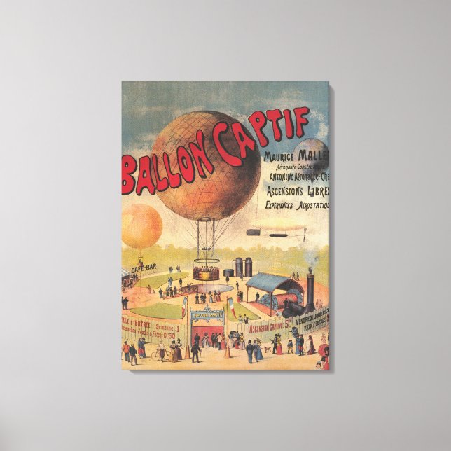 Captive Balloon Rides at a Exposition Poster Canvas Print (Front)