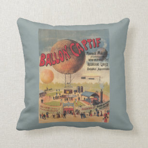 Captive Balloon Rides at a Exposition Poster Cushion