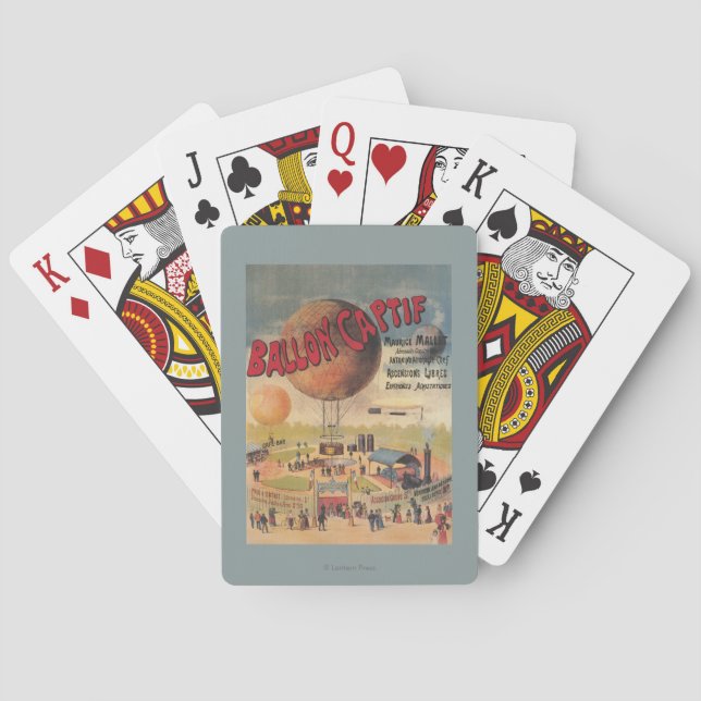 Captive Balloon Rides at a Exposition Poster Playing Cards (Back)