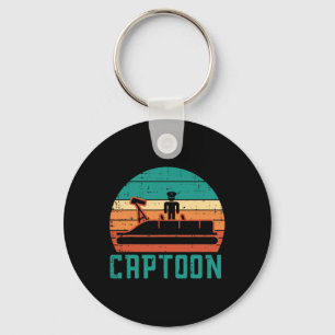 Captoon Boat Sunset Retro Pontoon Captain Men Boys Key Ring