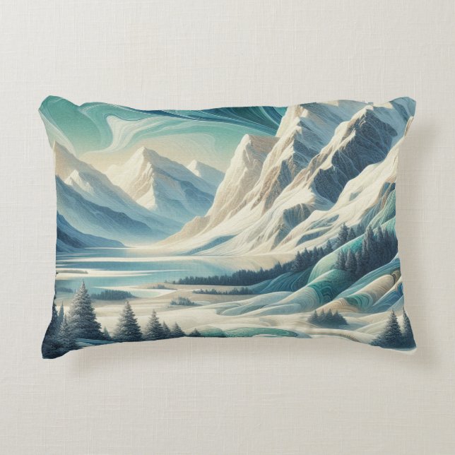 Capture Art Winter Scene & Snow and Ice Crystals Decorative Cushion (Front)