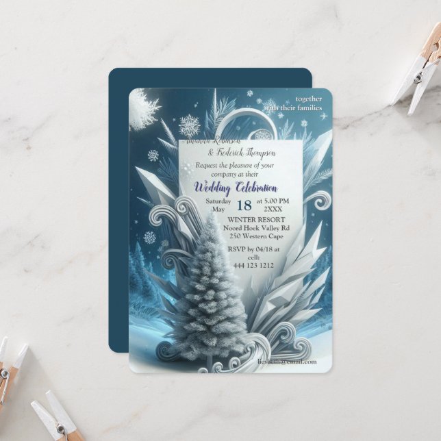 Capture Art Winter Scene & Snow and Ice Crystals Invitation (Front/Back In Situ)