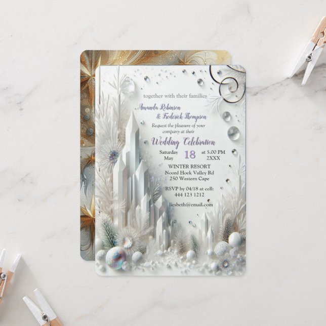 Capture Art Winter Scene & Snow and Ice Crystals Invitation (Front/Back In Situ)