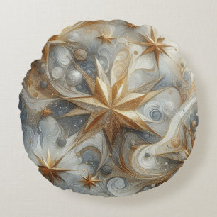 Capture Art Winter Scene & Snow and Ice Crystals Round Cushion