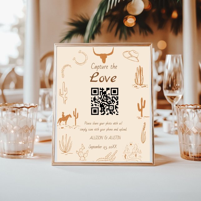 Capture love QR code Western cowboy boots wedding Poster (Creator Uploaded)
