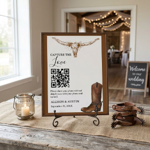 Capture love QR code Western cowboy boots wedding Poster