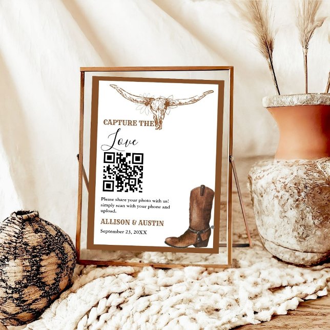 Capture love QR code Western cowboy boots wedding Poster (Creator Uploaded)