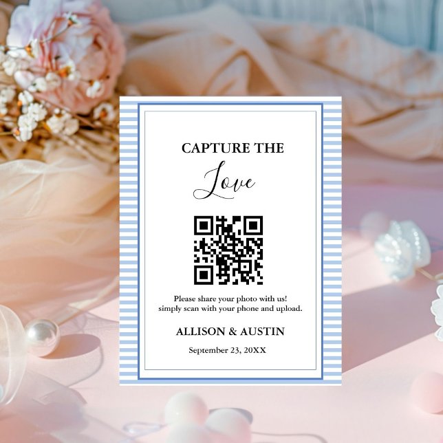 Capture love QR codeDusty Blue wedding Pedestal Sign (Creator Uploaded)