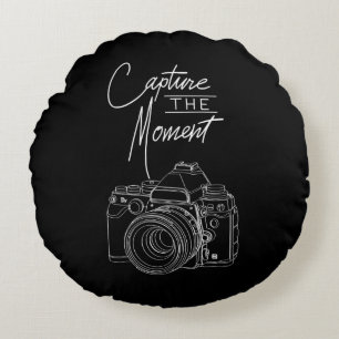 Capture Moment Camera Photography Photographer. Round Cushion