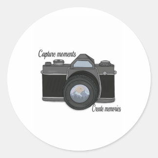 Capture moments....create memories classic round sticker