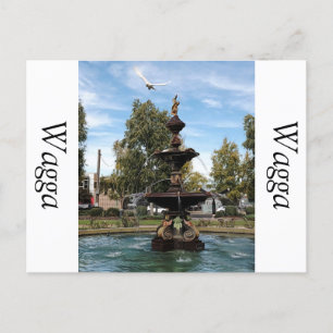 Capture of bird flying from fountain postcard