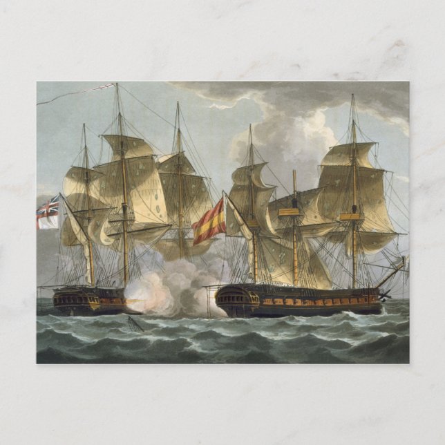 Capture of the Mahonesa, October 13th 1796, engrav Postcard (Front)