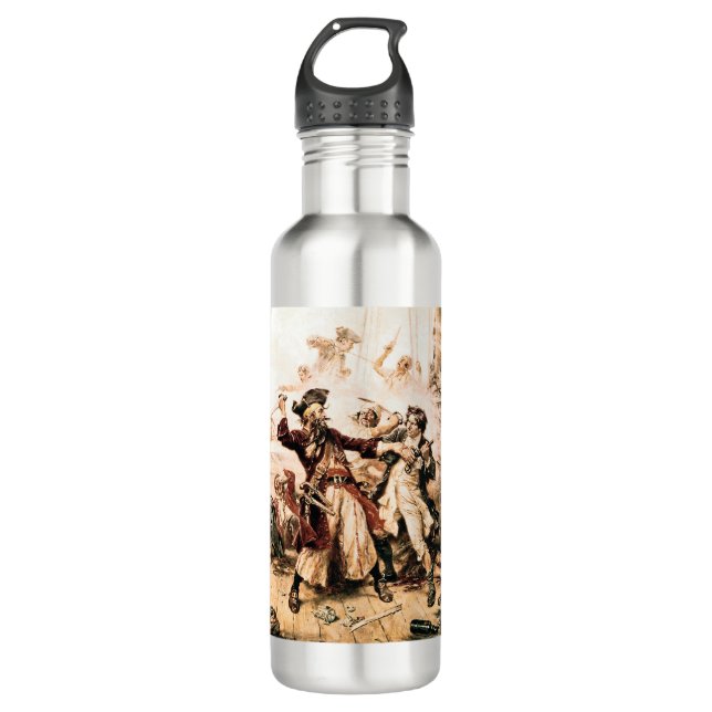 Capture, Pirate Blackbeard, Queen Anne's Revenge 710 Ml Water Bottle (Front)