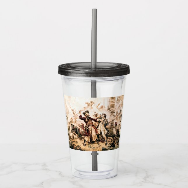 Capture, Pirate Blackbeard, Queen Anne's Revenge Acrylic Tumbler (Front)
