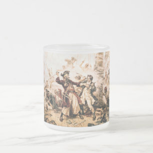 Capture, Pirate Blackbeard, Queen Anne's Revenge Frosted Glass Coffee Mug
