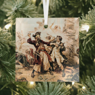 Capture, Pirate Blackbeard, Queen Anne's Revenge Glass Tree Decoration